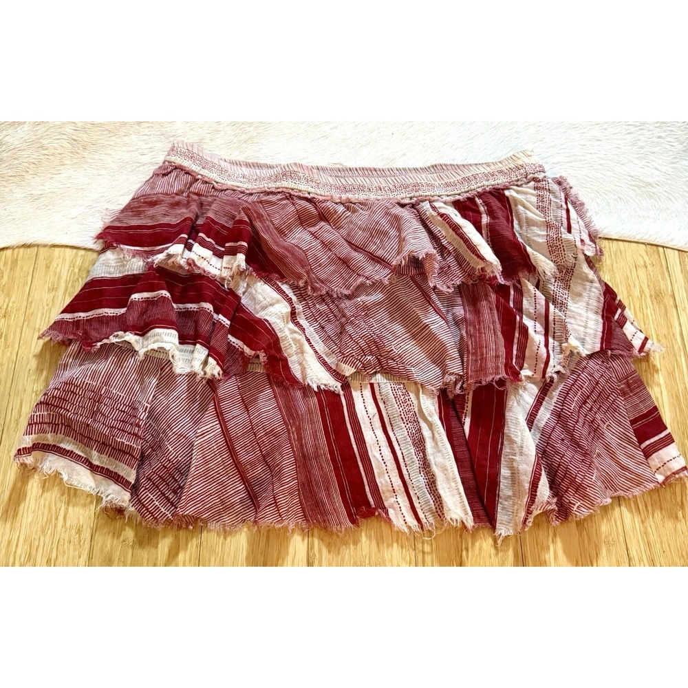 Mare Di Latte womens red and white ruffled skirt size 3 Or Large Layered Boho - Picture 5 of 5